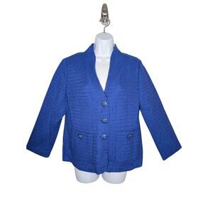 St. John Collection Women Jackets, Royal Blue Knit Suit Blazer, Sz 14